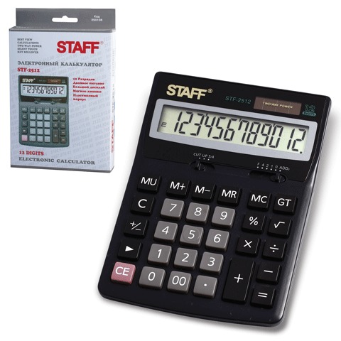 Калькулятор 12 разр.,STAFF STF-2512, двойное питание,170х125мм