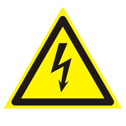Знак предупреждающий "Опасность поражения электрич.током"треуг.200*200*200мм самокл.