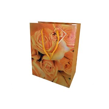 Сумочка бумажная ламинированная 18*23*10 Оранжевые розы