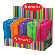 Пенал-косметичка BRAUBERG, ассорти 5 цветов, "Радуга", 20х6х4 см, дисплей